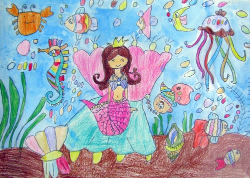 美人鱼儿童画-美人鱼公主和朋友们