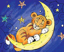 月亮儿童画-月亮上的老虎