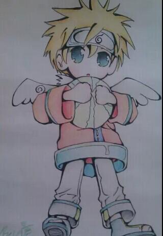美丽的天使儿童画-酷酷的小天使