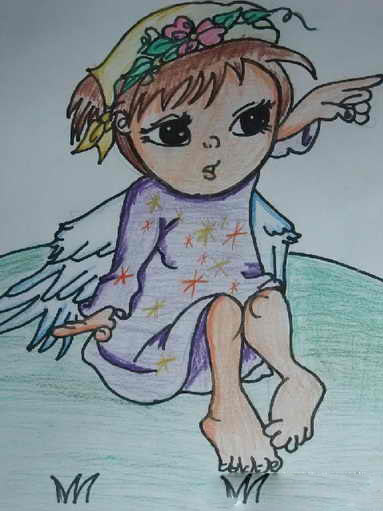 美丽的天使儿童画-善良的天使