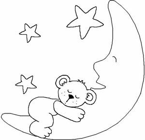 月亮儿童画-小熊在月亮上面