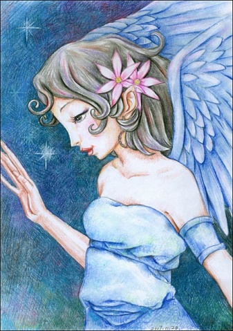 美丽的天使儿童画-纯洁的天使 